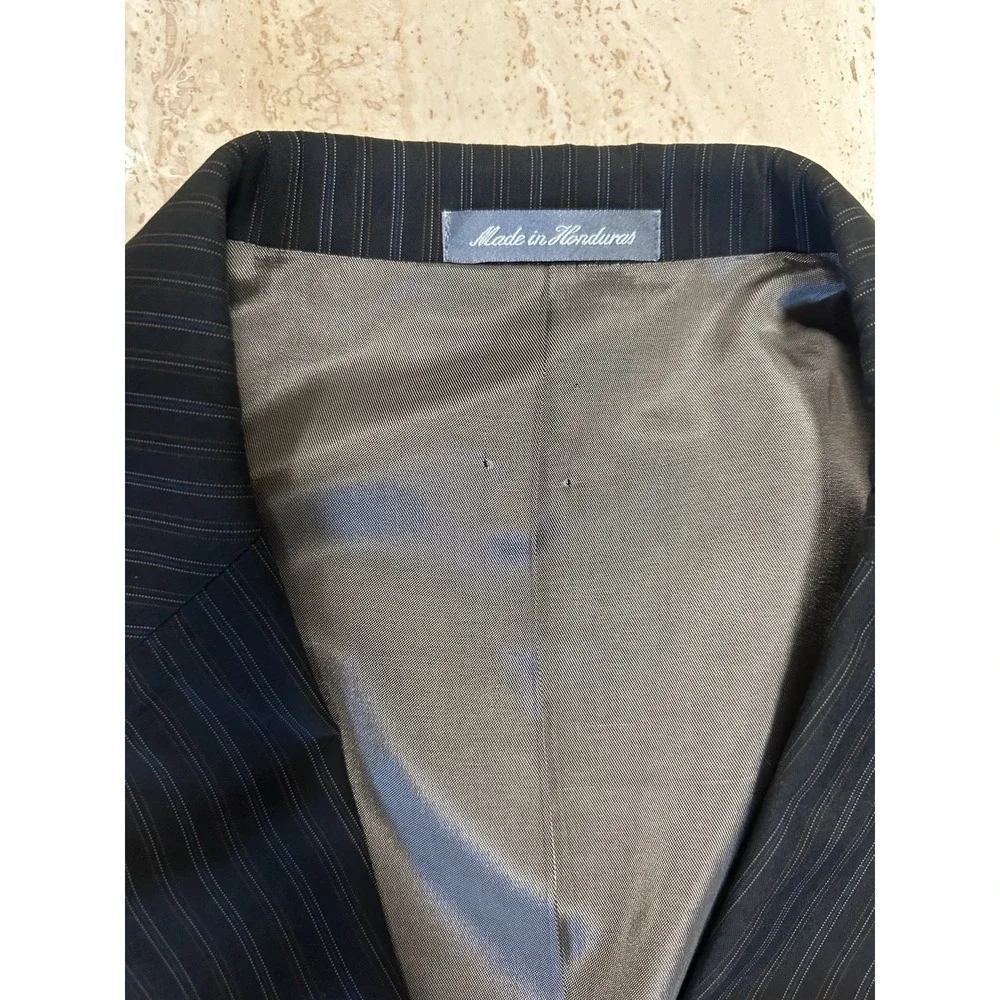 Oscar de la Renta Blazer 42L Black‎ Pinstripe Sport Coat Cotton Blend Honduras